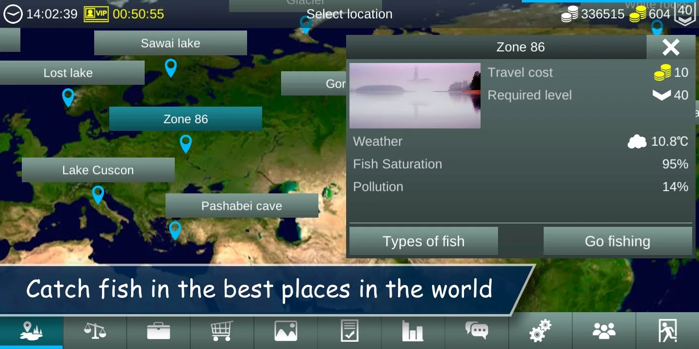 My Fishing World: интерфейс рыбалки